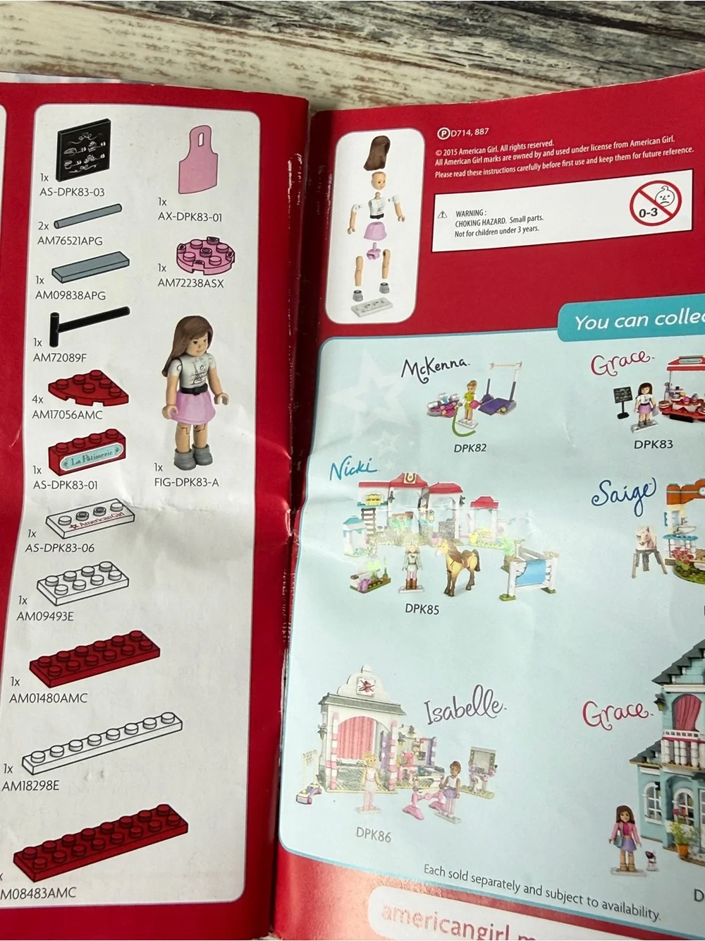 Mega Bloks AMERICAN GIRL Doll GRACE Pastry Cart Set w Figure Manual MISSING 1 pc